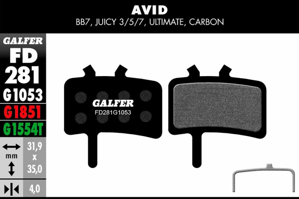 Pastillas de freno Galfer FD281 – G1053 – Avid